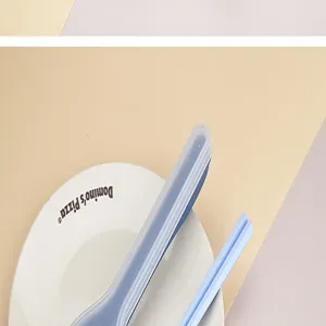 Portable stainless steel chopstick spoon set, compact travel tableware for outdoor dining.