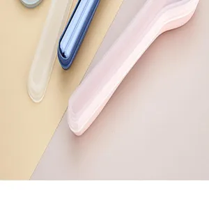 Portable cutlery box detail shot, slim portable tableware storage case for outdoor travel.