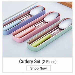 Ensemble de couverts portables en acier inoxydable avec cuillère et baguettes dans un étui.