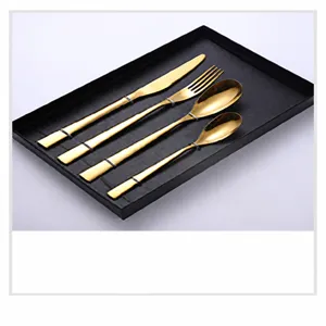 Set de couverts en acier inoxydable doré couteau fourchette cuillère pour la maison et voyage.