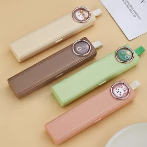 Tragbare süße Cartoon Besteck Aufbewahrungsbox Set, Plastikgeschirr Etui mit Band.