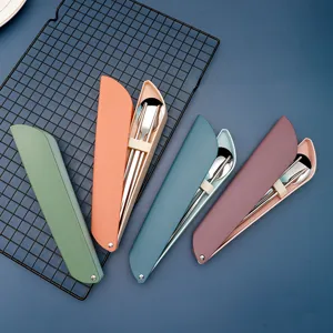 Set de couverts portable en acier inoxydable 304 avec baguettes et cuillère en étui