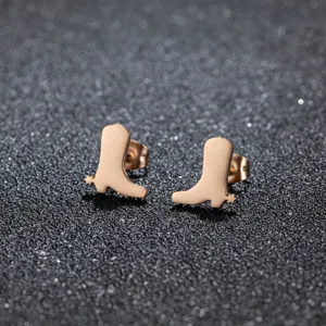 Minimalist rose gold cowboy boot stud earrings cute western jewelry for women daily wear nice