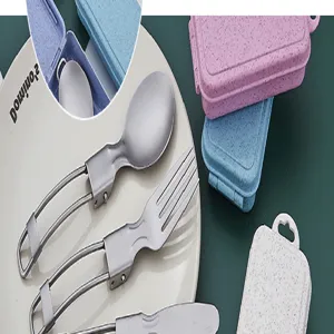 Praktisches Outdoor Camping Klappbesteck Set mit tragbarer Aufbewahrungsbox aus Edelstahl.