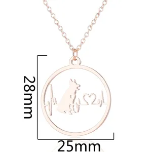 Roségoud hond hartslag ketting hanger geometrische ronde sleutelbeen ketting