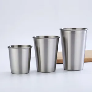 Roestvrijstalen pint beker set, enkele wand gerolde rand koud drankje bier sap beker.