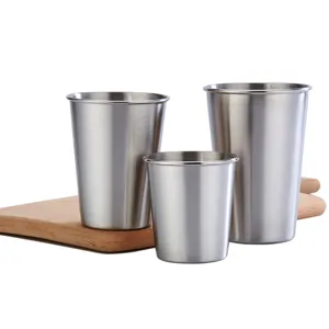 Roestvrijstalen bierbekerset, enkelbellaags gerolde rand koud drinkwaterbeker voor thuis.