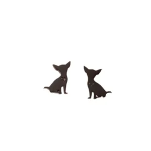 Bonitos pendientes de tuerca de perro de acero inoxidable con diseño de corazón para mujer