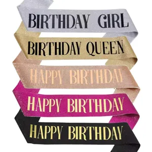 Glitter Birthday Girl Sash For Women Sparkly Happy Birthday Queen Sash For Birthday Party Decorations Costume Accessories