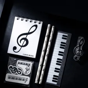 Music theme stationery set including notebook pencils ruler erasers music note clip nice gift