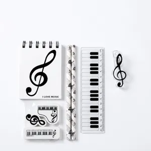 Music theme stationery set student gift notebook pencil ruler eraser complete kit daily use