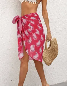 Rosa Paisleymuster Strand Sarong Wickelrock, leichtes Chiffon Bikini Cover-Up für Damen Urlaub.