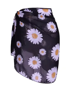 Damen Blumendruck Chiffon Strand Sarong Wickelrock, leichte Badebekleidung Überwurf für Sommer.