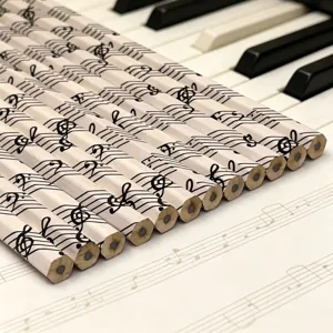 Music note series HB pencil stationery set featuring musical staff design for school office use