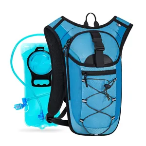 Mochila de hidratación para ciclismo azul con bolsa de agua para deportes, senderismo y running.