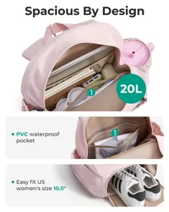 Rosa multifunktionaler Tennis- und Pickleball-Rucksack mit geräumigem Design und Schuhfach.