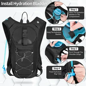 Mochila de ciclismo negra con bolsa de agua, mochila deportiva de senderismo al aire libre.