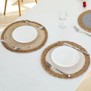 Set de table rond tissé en paille minimaliste nordique nappe isolante thermique pad
