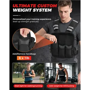 Adjustable weighted vest with removable sandbags for outdoor running, fitness and strength training