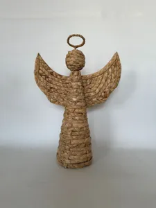 Handgeflochtene Stroh Angel Figur rustikale Tischdeko Hotel Ornament Natur Pflanzen Handwerk