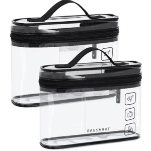 Waterproof Clear Travel Toiletry Bag Set Transparent Cosmetic Makeup Pouch Organizer With Zipper And Handle For Women