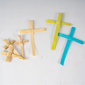 Colgante de Pared de Cruz Tejida a Mano de Fibra Vegetal Natural Minimalista Iglesia Decoración de Pared Celebración