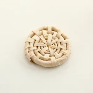 Natural handmade woven grass mat pet chewing toy pad round daily use coaster home decor.