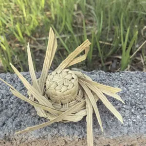 Chapeau miniature en paille naturelle tressée à la main ornement pour animal rustique.