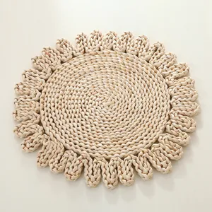 Handmade corn straw braided placemat round natural table mat rustic farmhouse decor
