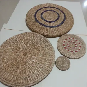 Handmade straw woven round mat set natural cattail tatami meditation mat for home decor