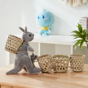 Handgemachte Natürliche Stroh Gewebte Mini Korb Retro Kreative Pflanzenfaser Kleine Blumenkorb Tisch Ornament Heimdekoration