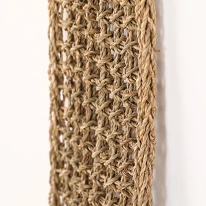 Seagrass woven pet mat detail showcasing natural texture, eco-friendly reptile climbing mat closeup.