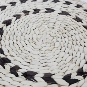 Round corn husk braided cushion natural straw floor mat for home decor and bay window seat.