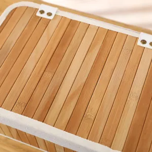 Boîte de rangement en bambou faite main avec couvercle, organisateur de bureau, contenant en bois naturel.