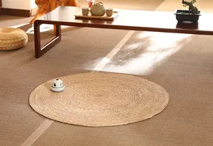 Natural corn husk round woven floor mat, straw cushion for bay window, zen home decor