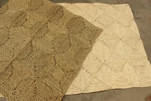 Natural corn leaf woven floor mat geometric pattern handmade carpet for living room decor detail view