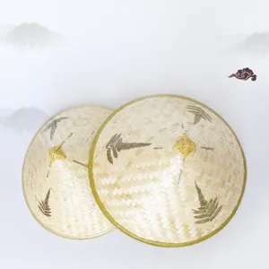Handmade Woven Bamboo Lampshade Pastoral Style Hanging Lamp Cover Natural Plant Leaf Decor Home Decoration