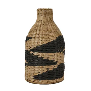 Vase à fleurs en paille tressée décoratif style bohème support de fleurs séchées déco