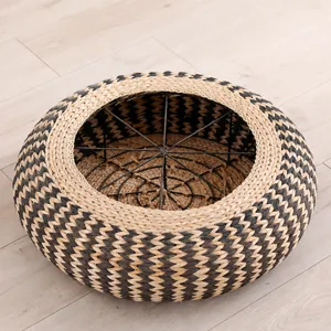 Japanese straw braided floor cushion tatami meditation mat with inner steel frame support structure
