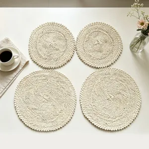 Set of 4 round woven placemats eco-friendly natural straw table mats for kitchen dining