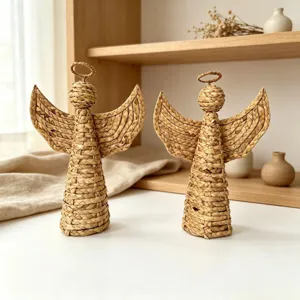Handgemachte Natürliche Strohgeflecht Engel Figur Tisch Ornament Heimkultur Hotel Allgemeine Dekorative Handwerk Skulptur Geschenk