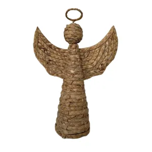 Handgemachte Stroh gewebte Engel Figur natürliche Seegras Tischdekoration Feiertag Ornament Heimdekor