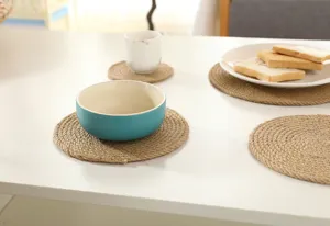 Round woven placemat natural hemp rope braided coaster heat resistant table mat kitchen pad