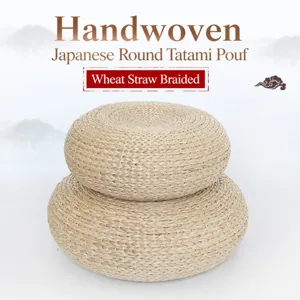 Japanese Tatami Window Cushion Nordic Living Room Floor Mat Thickened Straw Woven Pouf Cushion Seat Pad