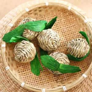 Grass woven pet apple toy for hamster rabbit cat chewing molar play natural safe interactive