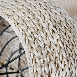 Thickened woven straw tatami cushion detail view, natural rush floor mat for living room.