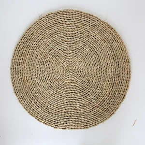 Mantel individual redondo de paja tejida natural alfombrilla de mesa para la cocina
