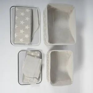 Opvouwbare stoffen opbergmand set met sterren patroon en deksels voor thuis organisatie detail