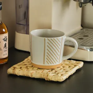 Japanese style square woven insulation mat kitchen non slip table coaster pad for tea set
