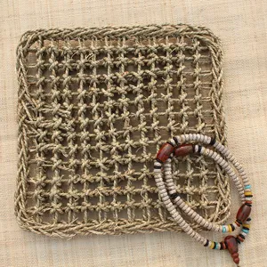 Natural woven pet mat grass scratching board grid design durable breathable comfortable